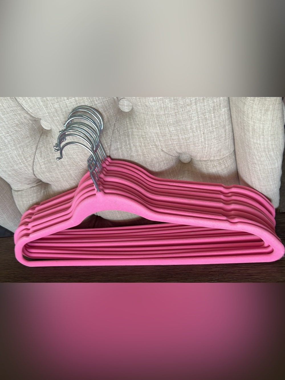 Pink Velvet Clothes Hangers - Set of 10